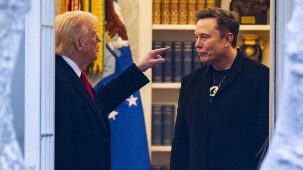 Elon Musk and Donald Trump face off in a heated political confrontation.