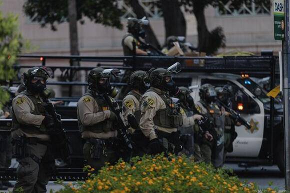 Protesters clash with National Guard during Los Angeles protests after ICE raids