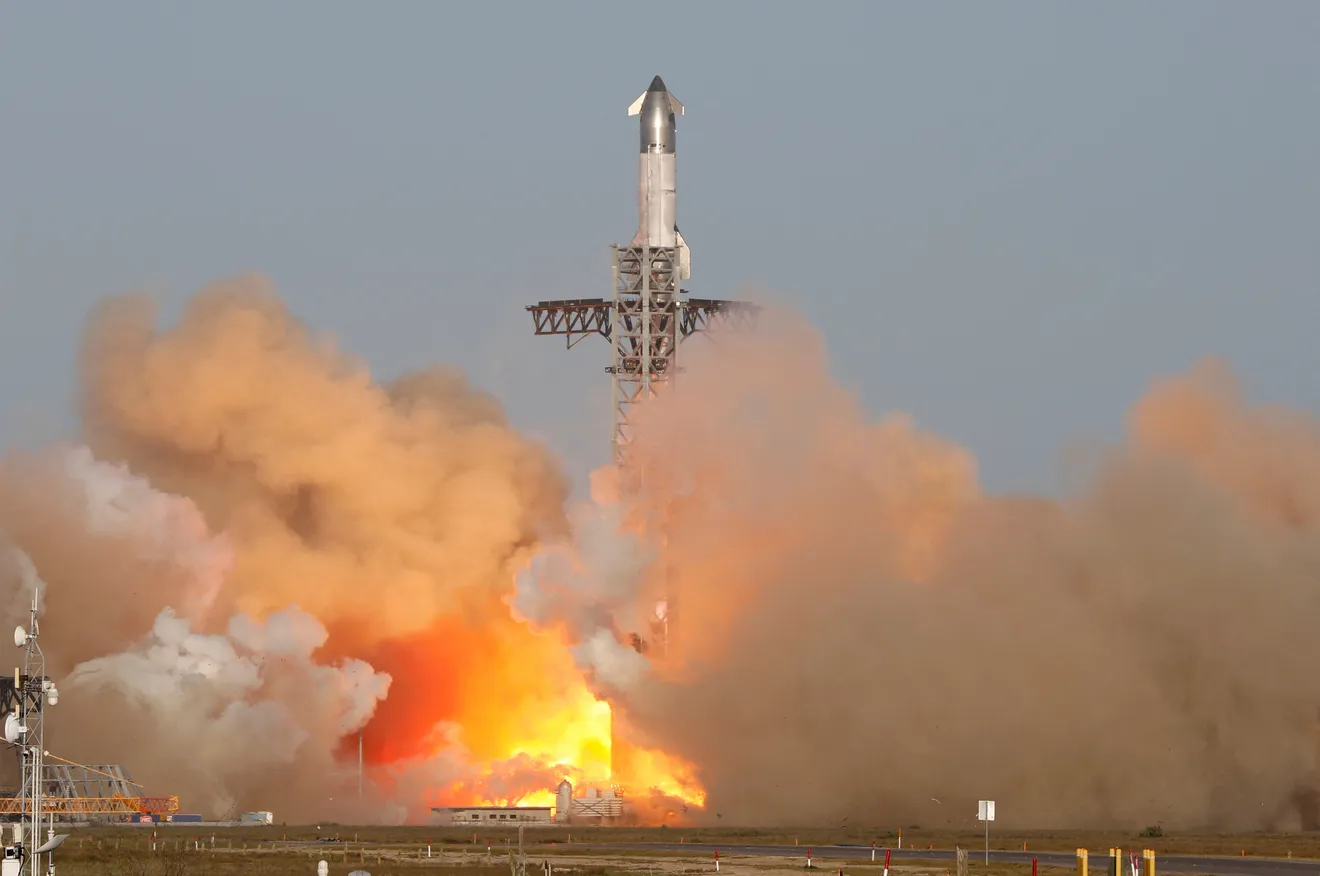 SpaceX Starship launches on its ninth test flight from Starbase, Texas, with Super Heavy booster