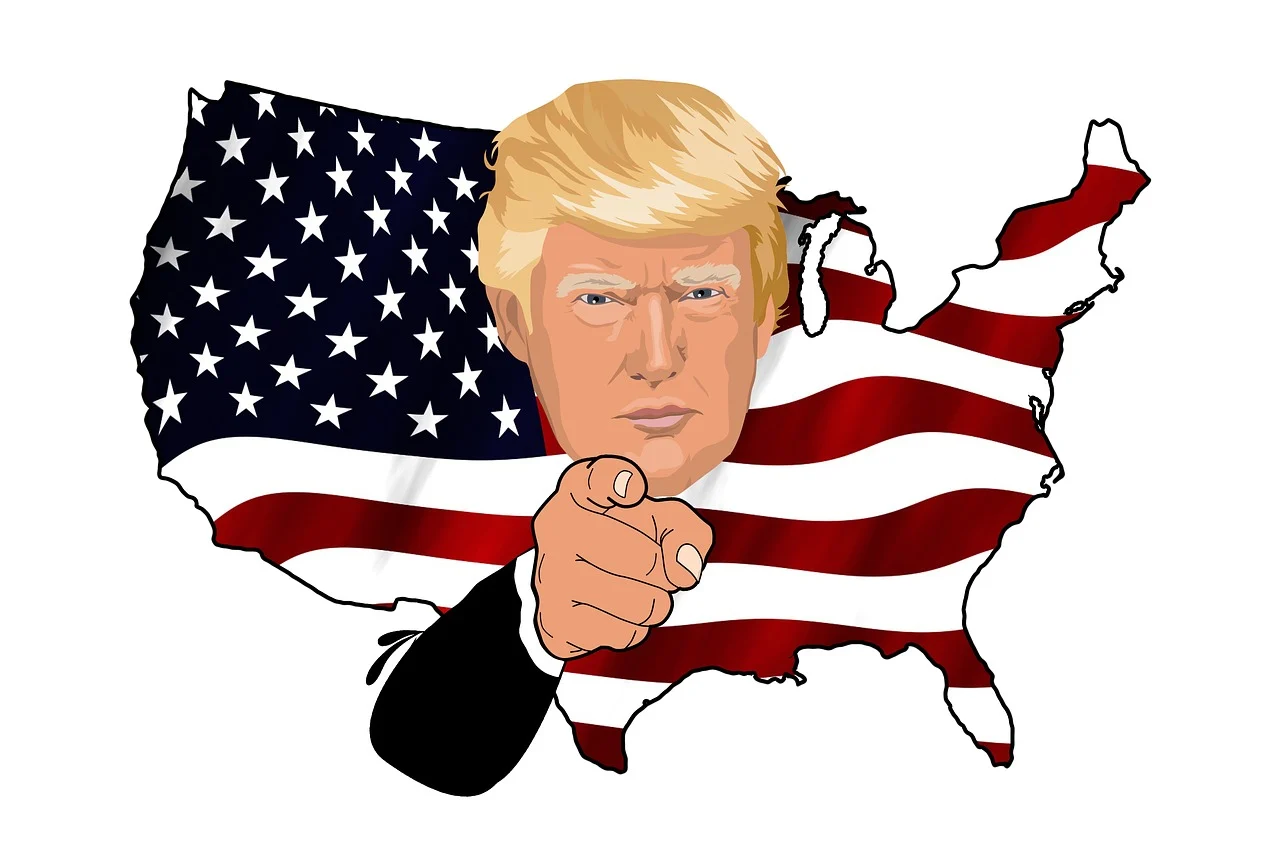 President Donald Trump holding the One Big Beautiful Bill during a press conference with the American flag in the background